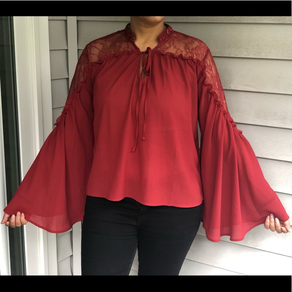 Statement sleeve Forever21 top Color Burgandy